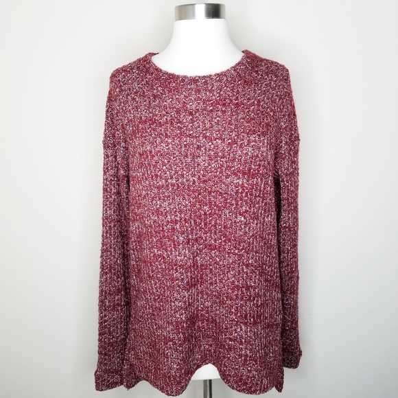 Mod-O-Doc Sweaters - Mod-O-Doc slub knit drop shoulder sweater red